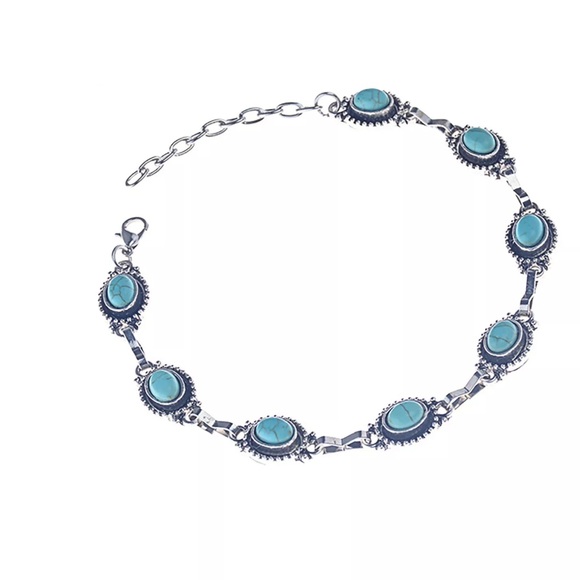 Ethnic Anklet Metal Alloy Turquoise Foot Ornament Women Girls Multilayer Beads - Picture 4 of 7